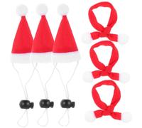 FIXOSHEE 6 Pièces Chapeau et Écharpe de Noël pour Animaux Rouge Chapeau Élastique et Écharpe Doux Costume Festif pour Chiens et Accessoire Décoratif Confortable