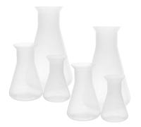 FIXOSHEE 6 pièces Flacons Coniques Plastique Gradués pour Laboratoire Flacons Réactifs à Large Ouverture avec Échelle Polyvalent pour Étudiants Chimie et Expériences Scientifiques