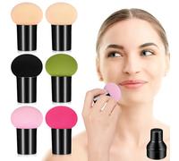 FIXOSHEE 6 pièces Lot de Éponges de Maquillage Colorées pour Fond de Teint et Correcteur Applicateurs Cosmétiques avec Housses Protectrices pour Application Uniforme et Hygiénique