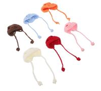 FIXOSHEE 6 Pièces Mini Knitting Hats for Dolls and Small Animals Cute Hand Knitted Yarn Beanies for DIY Crafts Christmas Tree Ornaments and Keychain Accessories