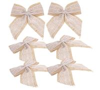 FIXOSHEE 6 Pièces Noeuds Décoratifs Lin avec Dentelle Grands Nœuds Rustiques pour DIY Rubans Décoratifs Toile de Jute pour et Décoration Événements