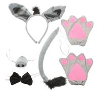 FIXOSHEE 6 Pièces Oreilles Dâne Bandeau Nez Nœud Queue Gants Déguisement Garçon Fille Halloween Cosplay Sûr Confortable Peau Sensible