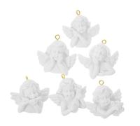 FIXOSHEE 6 pièces Pendentifs Ange Résine Dorée pour Fabrication Bijoux DIY Breloques Micro Sculptures Baroques Multi-usages Charms Accessoires pour Bracelets Colliers et Décorations