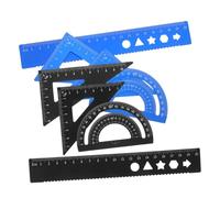 FIXOSHEE 8 Pièces Set de Règles Géométriques Triangulaires Noires avec Rapporteur et Boîte de Rangement Outils de Mesure pour École Bureau Dessin Technique
