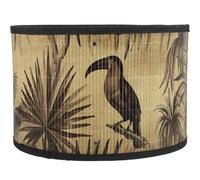 FIXOSHEE Abat-Jour en Bambou Tissé Cylindrique à Motif Oiseaux, Abat-Jour Suspendu pour Lampe de Plafond, Décoration Intérieure Rétro, Compatible Lampes Suspendues, Modèle J sans Cordon