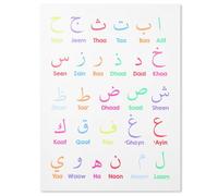 FIXOSHEE Affiche de L'Alphabet Arabe Éducative 30X40 CM en Coton et Polyester Colorée pour Garçon et Filles Décoration Murale Préscolaire Salle de Classe Chambre Garçon et Filles Tableau