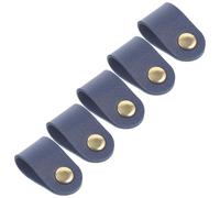 FIXOSHEE Attaches de Câbles en Similicuir Lot de 5, Organiseurs Réutilisables pour Câbles d'Ordinateur et Charge, Sangles Pratiques pour Bureau et Déplacement Bleu Foncé