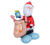 FIXOSHEE Ballon Gonflable Père Noël Autoportant en Aluminium Décoration Festive de Noël Grand Format Ballon Résistant au Vent pour Vitrines et Fêtes pour Magasins et Événements