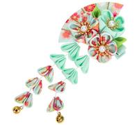 FIXOSHEE Barrette Japonaise Éventail Tissu avec Clochettes et Franges Accessoire Costume Fille Décoration Élégante pour Coiffure Traditionnelle