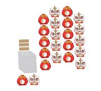 FIXOSHEE Boîte Cadeau Carton Chinois Style Lion pour An avec Sacs Opp et Liens Torsadés Boîte à Friandises pour Fête Du Printemps Coffret Cadeau Festif