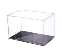 FIXOSHEE Boîte de Rangement Acrylique Transparente avec Fond Noir pour Modèles Faits Main Vitrine Horizontale Protection Anti-poussière pour Objets de Collection