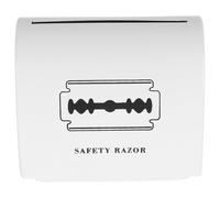 FIXOSHEE Boîte De Rangement pour Rasoirs à Déchets Jetable, Métallique Compacte, Étanche, Imprimée Blanche, pour Salon De Coiffure Et Coiffure Professionnelle