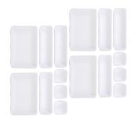 FIXOSHEE Boîtes de Rangement pour Maquillage 16 Pièces, Séparateurs de Tiroir Ajustables en Plastique Blanc, Organiseur Modulable pour Cosmétiques, Bureau et Salle de Bain, Dimensions