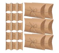FIXOSHEE Boîtes Oreiller en Papier Kraft 50 Pièces Couleur Kraft Naturel Petites Boîtes à Bonbons et Bijoux Emballage Présent Vintage pour Fête Mariage Dragées Friandises et