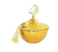 FIXOSHEE Bonbonnière Métallique Dorée Petite Taille avec Couvercle Hermétique - Boîte à Bonbons et Biscuits pour Aïd Moubarak Rangement Alimentaire pour Fêtes et Ramadan - 1 Pièce