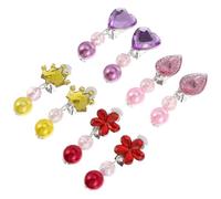 FIXOSHEE Boucles d'Oreilles à Clip Garçon et Filles 4 Paires Boucles Pendantes Décoratives Plastique Doux Fête Anniversaire Oreilles Non Percées Accessoires pour Filles