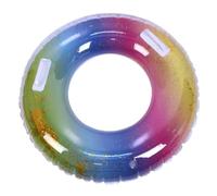 FIXOSHEE Bouée de Natation Gonflable Translucide à Paillettes Dégradé Arc Ciel pour Adulte Siège Flottant Pratique Accessoire Sécurité Piscine et Plage
