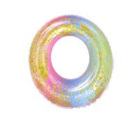 FIXOSHEE Bouée Gonflable Pailletée Translucide Dégradé Arc Ciel Anneau Natation Sécurité Adulte Femme pour Piscine Plage