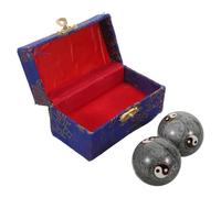 FIXOSHEE Boules Baoding Chinoises 42 MM Gris en Émail et Métal - Paire de Balles de Massage et d'Exercice Santé des Mains Amélioration Dextérité et Coordination Outil Portable pour