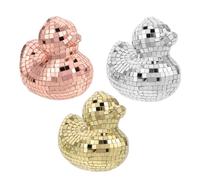 FIXOSHEE Boules Disco Canard en Verre Doré Argenté 3 Pièces pour Décoration de Table et Intérieur Ludique