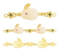 FIXOSHEE Breloques Lapin Soi-même 5 Pièces pour Bracelet et Collier Alliage Doré Connexions Artisanat Bijou Création Présent Année du Lapin 2023 Artisanat