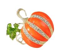 FIXOSHEE Broche Citrouille En Strass 4.3X4.2Cm ÉPingle DéCorative Paillettes Pour Femme Accessoire Pull Gilet Halloween Automne