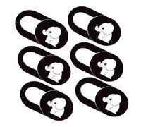FIXOSHEE Cache Webcam Coulissant Motif Éléphant 6 Pcs pour Ordinateur Portable et Tablette, Protection Vie Privée, Plastique Abs Blanc Ultra-Fin, Couverture Caméra Discrète et Sécurisée
