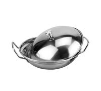 FIXOSHEE Casserole Anti-Débordement 10 Pouces en Acier Inoxydable Couvercle Pot Sec à Double Poignée Ustensile Cuisine Polyvalent pour Cuisson à la Maison et Restaurants