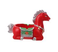 FIXOSHEE Cendrier Rétro en Céramique Rouge Motif Cheval - Cendrier D’Extérieur Portable et Élégant pour Balcon Terrasse et Bureau - Accessoire Décoratif Zodiacal Créatif Présent Original
