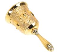 FIXOSHEE Cloche à Main en Alliage de Zinc Doré, Cloche de Service Puissante pour Réception et Restaurant, Sonnerie Claire et Forte, pour Bars, Hôtels et Bureaux, Clochette Rétro D’appel