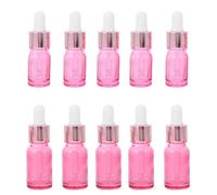 FIXOSHEE Coffret à Huiles Essentielles Flacons Compte-gouttes Verre Rose 10 Pièces 5ml Et 10ml Étanches Pour Voyage Usage Quotidien Distribution Huiles Essentielles