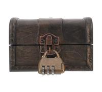 FIXOSHEE Coffret à Trésors Vintage en Bois Gris Vieilli avec Serrure à Combinaison 3 Chiffres Boîte à Bijoux Verrouillable pour Escape Game et Rangement Décoratif Accessoire D’Énigmes