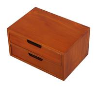 FIXOSHEE Coffret de Rangement en Bois Massif 2 Tiroirs Vintage Compact pour Bureau - Organiseur Multifonctionnel pour Petits Espaces Meuble Utilitaire Pratique et Décoratif