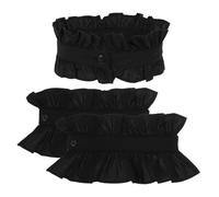 FIXOSHEE Col Plissé Français en Coton Noir Manches Amovibles à Volants, Ensemble Faux Col et Poignets Décoratifs pour Femme, Accessoire Couture Élégant pour Costumes et Tenues Vintage