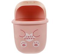 FIXOSHEE Corbeille de Bureau Mini Couvercle en Plastique Léger Poubelle de Table Blanche Motif Lapin Petite Poubelle Décorative pour Bureau Chambre et Table de Chevet Anti-Odeurs