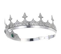 FIXOSHEE Couronne Royale Réglable en Métal Couleur Argenté Ancien avec Strass Tiare Médiévale Vintage pour Homme et Femme Accessoire Costume Prince pour Cosplay Anniversaire Fêtes et