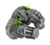 FIXOSHEE Décoration Moai pour Aquarium Ornement Aquarium avec Plantes Artificielles Décoration Artisanale
