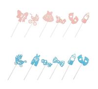 FIXOSHEE Décorations pour Gâteau Gender Reveal 12 Pièces, Garnitures pour Mini-gâteaux Garçon Fille, Accessoires de Fête Shower pour Révélation du Genre, Décorations Non Comestibles