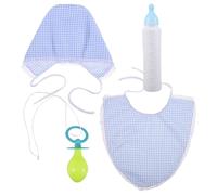 FIXOSHEE Déguisement Cosplay Bébé Surdimensionné Adulte, Bavoir Géant Bleu, Bonnet et Tétine, Accessoires de Costume pour Fête Carnaval Halloween, Tenue Humour Adulte 3 Pièces