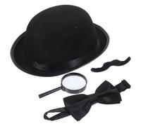 FIXOSHEE Déguisement de Détective Unisexe 1 Set Chapeau Loupe Moustache et Nœud en Tissu et Plastique Accessoires Cosplay pour Soirée Fête à Thème et Halloween