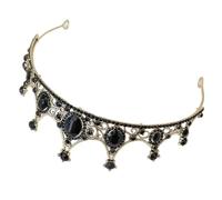 FIXOSHEE Diadème Couronne Noir en Strass pour Femme Accessoire de Tête Grosse Taille pour Mariage Banquet et Soirée Coiffe de Mariée Élégante Épingles Intégrées