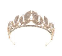 FIXOSHEE Diadème Mariage Élégante Strass et Perles Faux Pearl Couronne Coiffe Mariée Léger Confortable pour Fête Bal Anniversaire