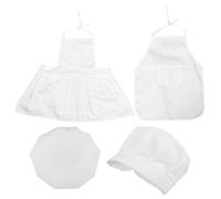 FIXOSHEE Ensemble 2 Pièces Tablier et Toque de Chef Blanc pour Tout-Petits 1-12 Mois Déguisement la Cuisine Unisexe Taille L Tenue Photo Bébé Tablier Poche Atelier Pâtisserie et Jeux