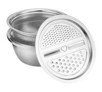 FIXOSHEE Ensemble 3 Pièces Multifonction Cuisine - Bassine à Légumes en Acier Inoxydable, Râpe et Coupe-légumes, Bac à Laver, Trancher et Égoutter, Outil de Bassin Domestique