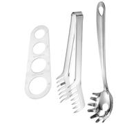 FIXOSHEE Ensemble 3 Pièces Ustensiles pour Pâtes en Acier Inoxydable Alimentaire Pince à Spaghetti Métal Mesureur de Portions Précis Poignée Longue Sécurité la Cuisine Maison et