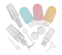 FIXOSHEE Ensemble de 11 Flacons Flacons de Voyage Étanches en Plastique Souple Format Voyage Rechargeable Coffret Cosmétique Pompe pour Lotion Shampoing Soins Peau Avion
