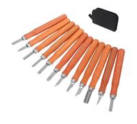 FIXOSHEE Ensemble de 12 Gouges à Sculpter le Bois avec Manches Imitation Palissandre, Kit D’Outils de Sculpture à Main Polyvalent avec Affûteur, Rangement Zippé, pour Sculpture sur Bois,
