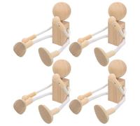 FIXOSHEE Ensemble de 4 Poupées Robot en Bois Brut à Peindre Soi-Même Jouets Éducatifs de Construction pour Garçon et Filles Figurines Créatives en Bois Massif Activité Manuelle Ludique