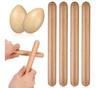 FIXOSHEE Ensemble de 4 Œufs Shaker en Bois Naturel 4 Bâtons Rythmiques de 20 Cm pour Garçon et Filles, Instrument de Percussion Musicale Éducatif, Musical pour Bébé et Apprentissage