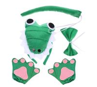 FIXOSHEE Ensemble de Déguisement Alligator 3 Pièces avec Serrage-tête, Queue et Nœud en Tissu Doux pour Carnaval et Cosplay, Accessoires Costume Animaux pour Adultes et Bal Masqué